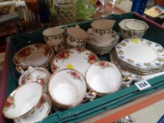 ROYAL ALBERT 'OLD COUNTRY ROSES' TEAWARE, together with part set of vintage Staffordshire teaware,