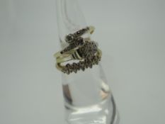 THREE DIAMOND AND GOLD LADIES RINGS comprising yellow metal diamond twist shank ring, 9ct gold