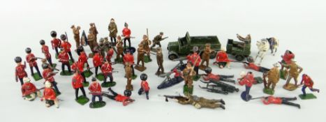 LEAD SOLDIERS to include various military personnel, Dinky Toys Jeep and trailer ETC