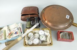ASSORTED VINTAGE ITEMS to include eight various pocket watches, vintage boxed Lloyds bank chrome