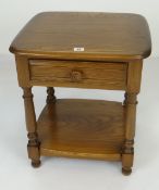 SMALL ERCOL TWO TIER TABLE with single drawer, turned knob, 47cms wide