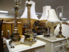 SUNDRY TABLE LAMPS including two figural table lamps and shades