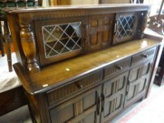 PRIORY OR STYLE LINEN-FOLD COURT CUPBOARD