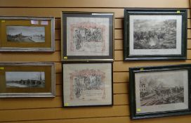 TWO FRAMED WORLD WAR I HONOURABLE DISCHARGE CERTIFICATES, together with two frames military prints