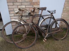 TWO VINTAGE PEDAL BICYCLES complete with vintage Dunlop and Brooks saddles