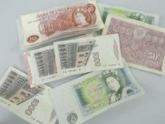 GB AND FOREIGN BANKNOTES to include £1 notes and ten shilling notes along with Malaya fifty cent