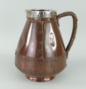 DOULTON SILICONE JUG simulating a copper jack with silver collar, impressed marks to base