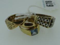 THREE 9CT GOLD RINGS (two set with diamonds), together with yellow metal ring (4), 17gms overall