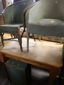 PINE BREAKFAST TABLE & THREE ITEMS OF LOOM FURNITURE