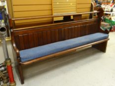 GOOD CHAPEL PITCH PINE PEW, 212cms long
