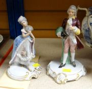 TWO CAPODIMONTE REGENCY STYLE FIGURES together with certificates