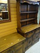 COMPACT LINEN-FOLD DRESSER & SIMILAR CHEST
