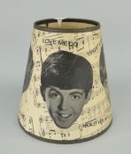 ORIGINAL 1960'S 'THE BEATLES' TABLE LAMP SHADE, featuring portraits of each band member over music