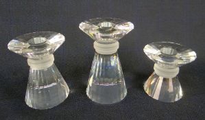 FOUR SWAROVSKI CRYSTAL 'NEO-CLASSIC' CANDLEHOLDERS small, medium and large