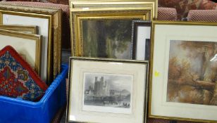 PARCEL OF VARIOUS FRAMED WATERCOLOURS & PRINTS