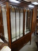 TWO DOOR MAHOGANY INLAID STANDING CABINET, 126cms wide