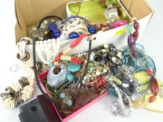 ASSORTED COSTUME & DRESS JEWELLERY to include various beads, bar brooches, earrings, cufflinks ETC