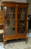 VINTAGE MAHOGANY TWO DOOR GLAZED STANDING BOOKCASE