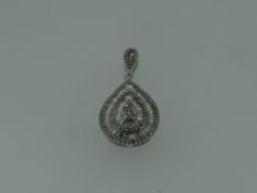 DIAMOND ENCRUSTED PEAR SHAPED PENDANT in box, with gem certificate