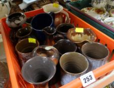TRAY OF EWENNY POTTERY including jugs, vases ETC