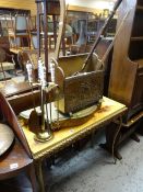 GILDED & MARBLE SIDE TABLE and sundry brass items ETC