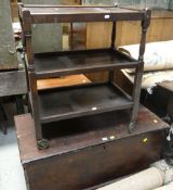 VINTAGE STAINED PINE SEAMAN'S CHEST & VINTAGE TEA TROLLEY