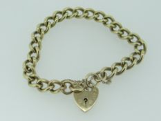 9CT YELLOW GOLD BRACELET & HEART-SHAPED PAD-LOCK 32gms
