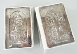 'THE HOLY BIBLE - THE LIGHT OF THE WORLD BOOK' in white leatherette and sterling silver cover,