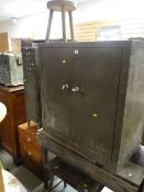 ASSORTED FURNITURE including vintage metal two door cabinet, joined stool, index drawer ETC (all