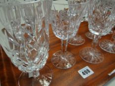 ASSORTED WATERFORD CRYSTAL GLASS comprising five wine glasses, ten sherry glasses, goblet vase,