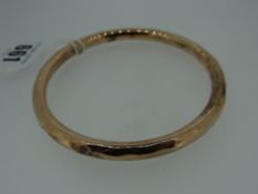 9CT ROSE GOLD HOLLOW BANGLE hallmarked, 9.4gms