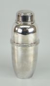 CHARLES GREEN SILVER-PLATED COCKTAIL SHAKER with raised Celtic style decorative bands to cover and