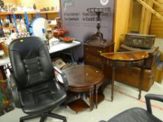 ASSORTED REPRODUCTION FURNITURE to include nest of tables with largest being a circular, half
