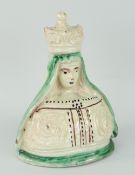CONTINENTAL GLAZED EARTHENWARE BUST OF A QUEEN, or possibly Virgin Mary, no factory marks, 20cms