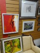 FRAMED PENCIL SKETCH entitled 'For You', signed 'Rowlands', 27 x 39cms, Antoine De Villieras oil