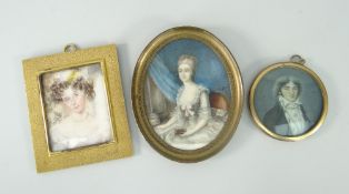 JAMES HOLMES miniature and two further miniatures - comprising (1) portrait of a girl with curls,