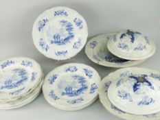 19TH CENTURY BLUE & WHITE TRANSFER PART-DINNER SET BY TURNER comprising fifteen plates, two