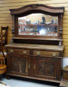 EDWARDIAN CARVED MIRROR BACK SIDEBOARD, 150cms wide