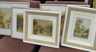 ALF LANSDELL watercolours - views of Burma, signed, 19 x 14cms and 16 x 23cms, together with three