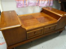 REPRODUCTION MAHOGANY LONG-JOHN COFFEE TABLE with raised terminals and drawers