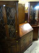 REPRODUCTION STANDING GLAZED CORNER CUPBOARD / REPRODUCTION BUREAU / REPRODUCTION CORNER CABINET