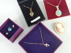 PARCEL OF JEWELLERY to include cameo brooch, earrings, pendant on chain ETC