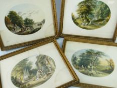 LE BLOND set of four prints - pastoral scenes in oval format, 13 x 16cms