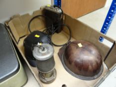 MINING ITEMS to include helmets, battery head lamp and miners lamp