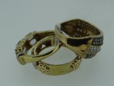 THREE 9CT GOLD RINGS set with semi-precious stones, 7.9gms overall