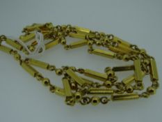 YELLOW METAL BALL AND BAR LINK CHAIN (tested as high carat approximately 22ct gold), 115.2 grams,