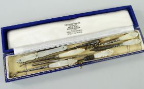 ASSORTED LADIES VANITY INSTRUMENTS with mother-of-pearl handles to include button hooks, nail-file