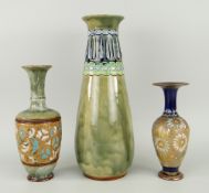 DOULTON LAMBETH SLATERS PATENT BOTTLE VASE together with Royal Doulton Slaters Patent vase and a