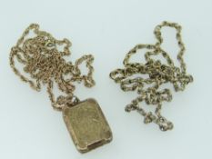 9CT YELLOW GOLD CHAIN TOGETHER WITH 9CT YELLOW GOLD LOCKET on yellow metal chain, 15.7gms overall.