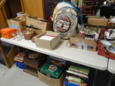 ASSORTED FAMILY BOARD GAMES, vintage gramophone, together with large collection of ceramics,
